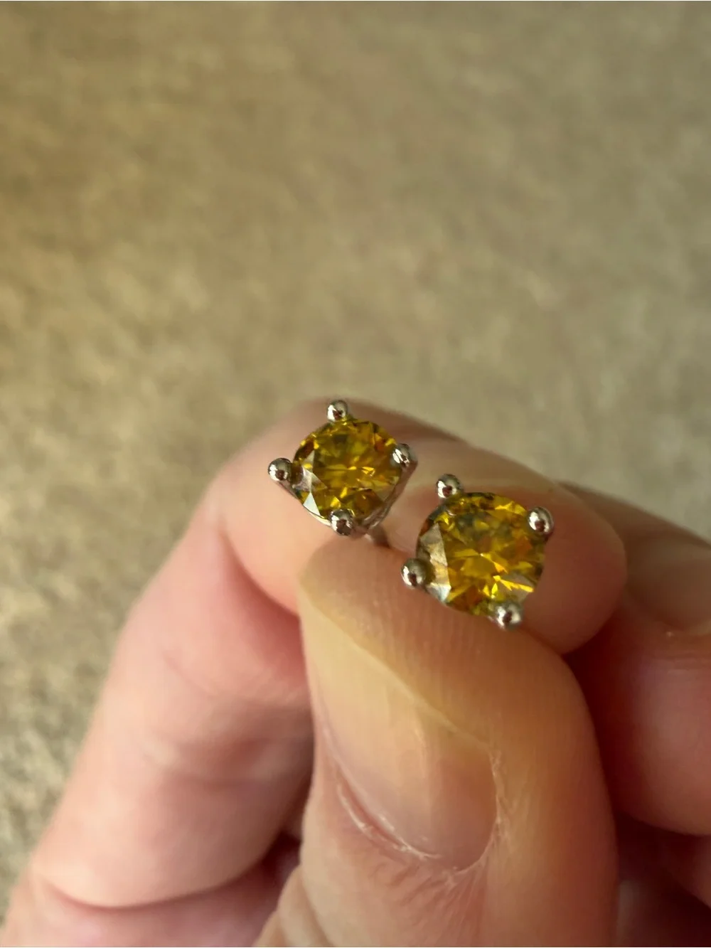 Yellow Moissanite Studs - 925 Silver - Harlem Bling